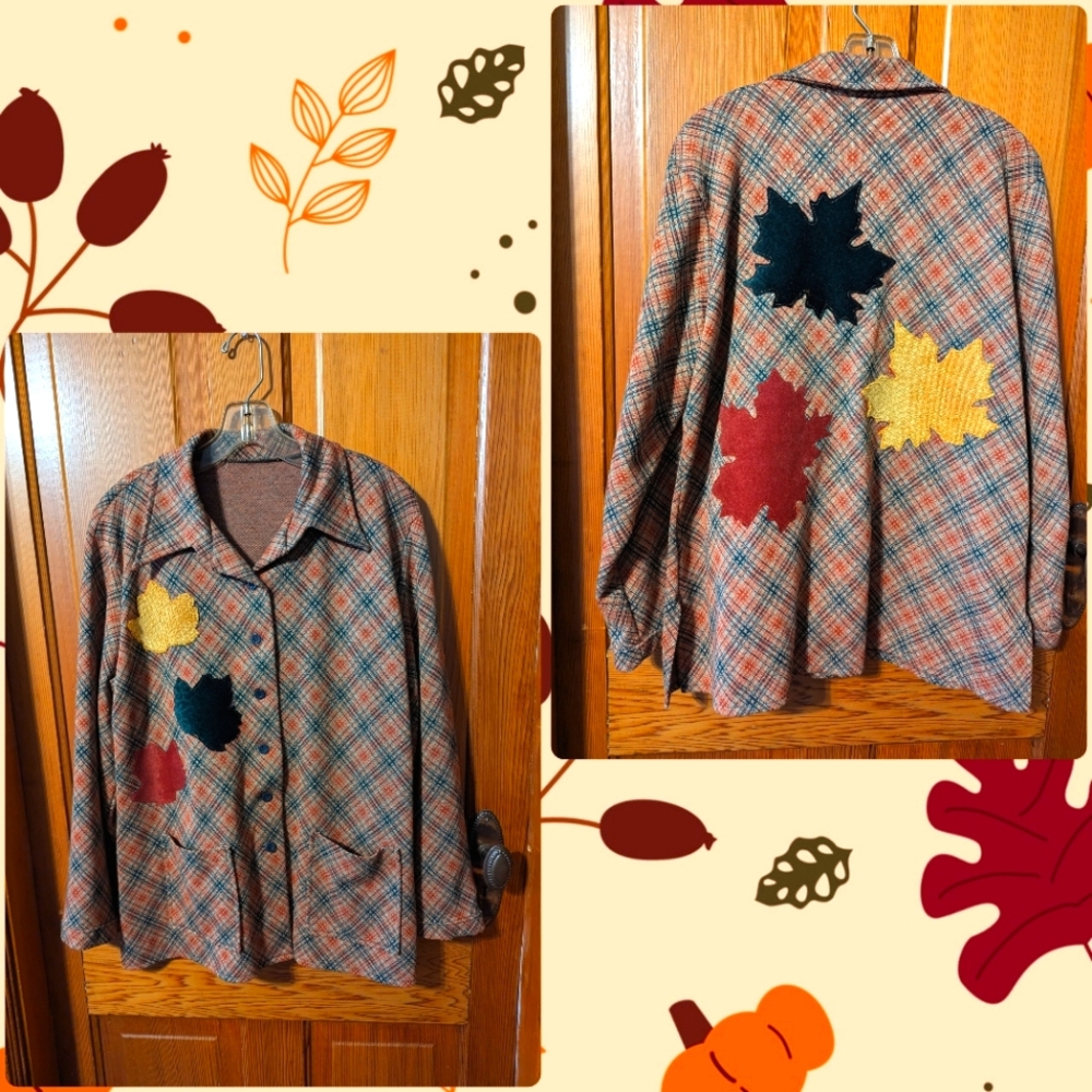 OOAK vintage plaid fall themed upcycled jacket